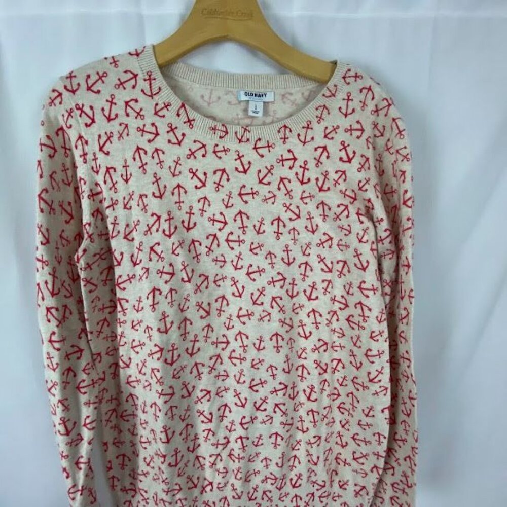 Old Navy Anchor 100% Cotton Crew Neck Sweater Women's Large.‎ - Picture 3 of 9